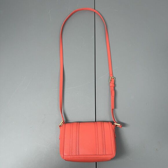 TORY BURCH Landon Crossbody Bag Small Brick Red Leather Flap Adjustable Strap - Picture 3 of 16